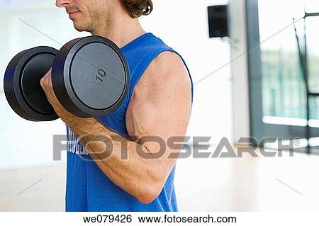 Stock Photograph - body-building, contemporary, dumbbell, effort. Fotosearch