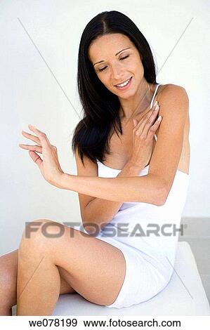 Body care, brunette, carnality View Large Photo Image Stock Photo - Body care, brunette, carnality. Fotosearch