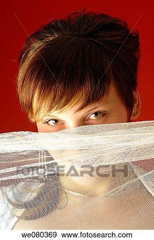 Stock Photo - brown hair, chestnut hair, Close-up. Fotosearch