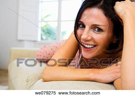 brunette, comfort, at-home View Large Photo Image Stock Photography - brunette, comfort, at-home. Fotosearch
