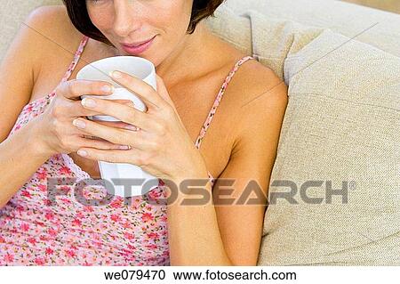 brunette, contemporary, at-home View Large Photo Image Stock Image - brunette, contemporary, at-home. Fotosearch