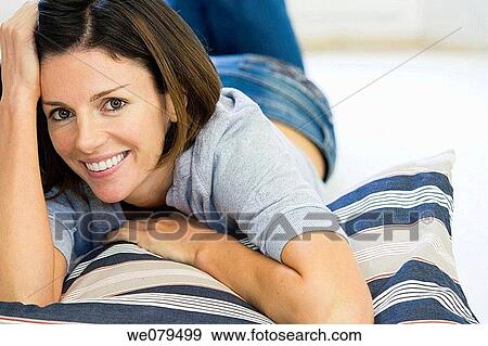 brunette, contemporary, at-home View Large Photo Image Stock Photo - brunette, contemporary, at-home. Fotosearch