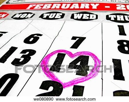Calendar with heart drawn on Valentine's Day Pune, Maharashtra, India View Large Photo Image Stock Image - Calendar with heart drawn on Valentine's Day Pune, Maharashtra, India. Fotosearch