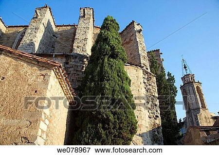Stock Photo - Church of Breda Costa Brava, Catalonia, Spain. Fotosearch