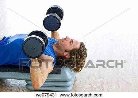 Stock Image - contemporary, dumbbell, effort. Fotosearch