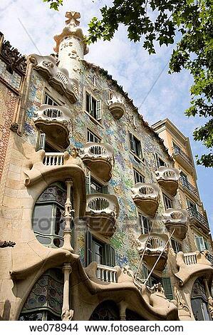 Detail of Casa Batllo in Paseo de Gracia Avenue in Barcelona, Spain View Large Photo Image Picture - Detail of Casa Batllo in Paseo de Gracia Avenue in Barcelona, Spain. Fotosearch