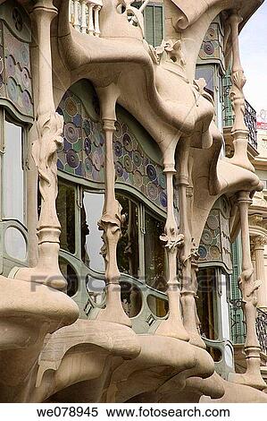 Detail of Casa Batllo in Paseo de Gracia Avenue in Barcelona, Spain View Large Photo Image Stock Photography - Detail of Casa Batllo in Paseo de Gracia Avenue in Barcelona, Spain. Fotosearch