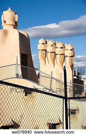 Detail of the Casa Milla -La Pedrera- in Barcelona in Spain View Large Photo Image Stock Image - Detail of the Casa Milla -La Pedrera- in Barcelona in Spain. Fotosearch