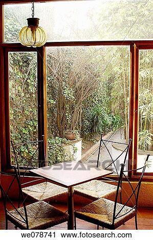 Dining room and garden View Large Photo Image Stock Image - Dining room and garden. Fotosearch