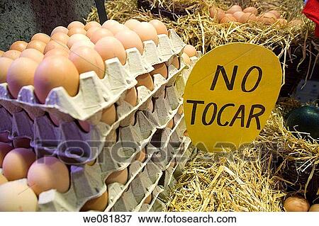 Eggs at La Boqueria market, Barcelona, Catalonia, Spain View Large Photo Image Stock Photo - Eggs at La Boqueria market, Barcelona, Catalonia, Spain. Fotosearch