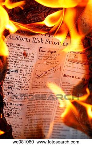 Financial business newspaper on fire View Large Photo Image Stock Image - Financial business newspaper on fire. Fotosearch