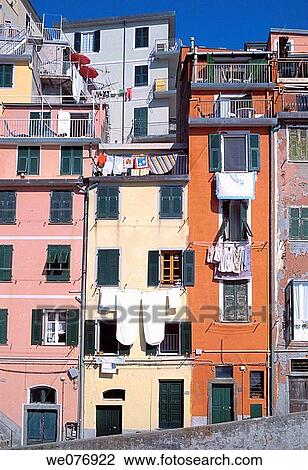 Italy, Liguria, Cinque Terre, Riomaggiore, Typical Building View Large Photo Image Stock Image - Italy, Liguria, Cinque Terre, Riomaggiore, Typical Building. Fotosearch