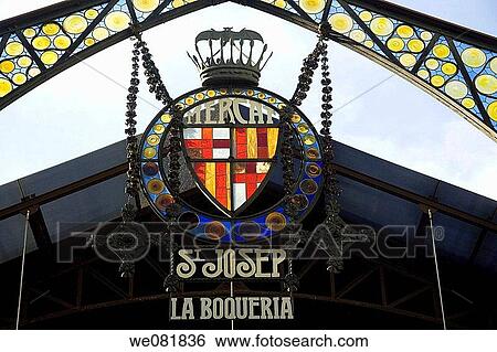 La Boqueria market sign, Barcelona, Catalonia, Spain View Large Photo Image Stock Photograph - La Boqueria market sign, Barcelona, Catalonia, Spain. Fotosearch