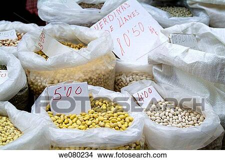 Legumes for sale at market, Ribadesella. Asturias, Spain View Large Photo Image Picture - Legumes for sale at market, Ribadesella. Asturias, Spain. Fotosearch