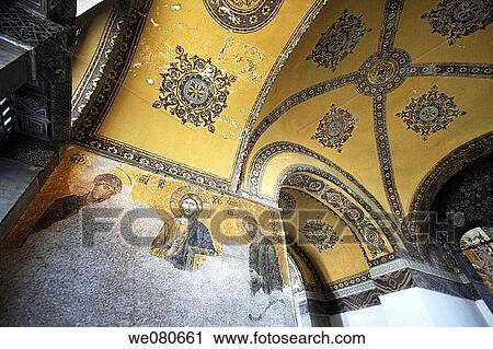Mosaic decorations depicting the Deesis in St. Sophia Mosque, Istanbul. Turkey View Large Photo Image Stock Image - Mosaic decorations depicting the Deesis in St. Sophia Mosque, Istanbul. Turkey. Fotosearch