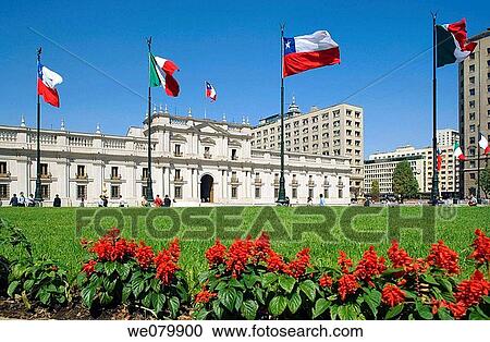 Stock Image - Palacio de la Moneda. Plaza del Constituci? n. Santiago. Chile. Fotosearch