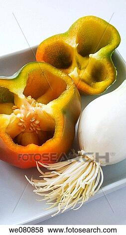 Pepper and spring onion View Large Photo Image Stock Photo - Pepper and spring onion. Fotosearch