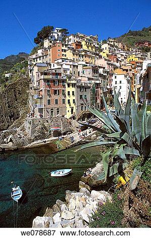Riomaggiore, Cinque Terre. Liguria, Italy View Large Photo Image Stock Photo - Riomaggiore, Cinque Terre. Liguria, Italy. Fotosearch