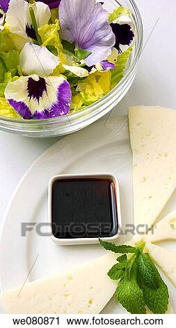 Salad with pansies, cheese, mint and Modena balsamic vinegar View Large Photo Image Stock Image - Salad with pansies, cheese, mint and Modena balsamic vinegar. Fotosearch