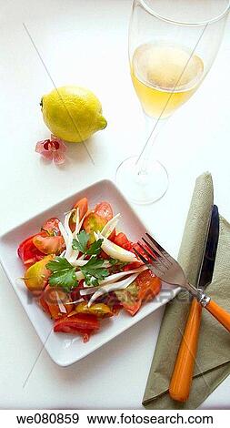 Salad with tomato? Raf?, onion, parsley, lemon, olive oil and white wine View Large Photo Image Stock Photo - Salad with tomato? Raf?, onion, parsley, lemon, olive oil and white wine. Fotosearch