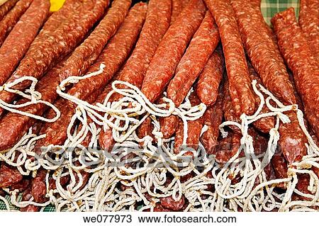 Sausages for sail at fair. Mollerussa, Lleida province, Catalonia, Spain View Large Photo Image Stock Image - Sausages for sail at fair. Mollerussa, Lleida province, Catalonia, Spain. Fotosearch