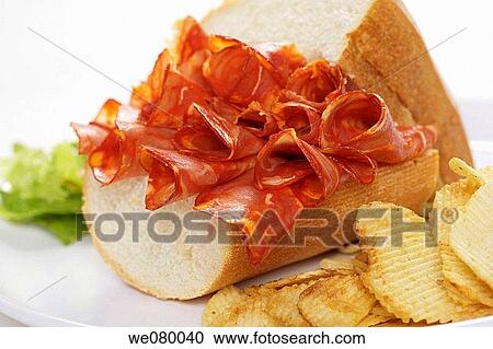 Spanish chorizo sandwich View Large Photo Image Stock Image - Spanish chorizo sandwich. Fotosearch