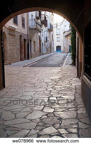 Stock Photograph - Street of Breda Costa Brava, Catalonia, Spain. Fotosearch