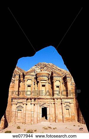 The Monastry or El Deir, Petra, UNESCO Heritage Site, Jordan, Middle East View Large Photo Image Picture - The Monastry or El Deir, Petra, UNESCO Heritage Site, Jordan, Middle East. Fotosearch