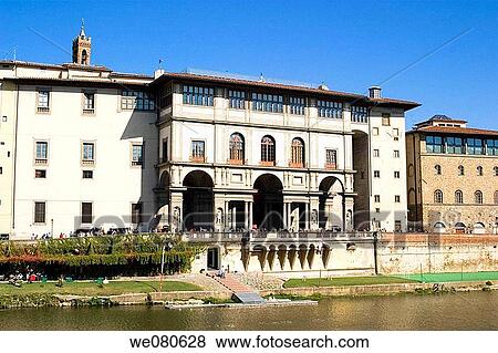Uffizi Gallery and Arno river, Florence. Italy View Large Photo Image Stock Photo - Uffizi Gallery and Arno river, Florence. Italy. Fotosearch