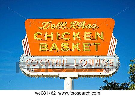 USA Illinois Route 66 Dell Rhea Chicken Basket Cocktail Lounge diner View Large Photo Image Stock Image - USA Illinois Route 66 Dell Rhea Chicken Basket Cocktail Lounge diner. Fotosearch