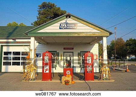Stock Photo - USA Illinois Route 66 Dwight 1933 Ambler-Becker Gas Station. Fotosearch