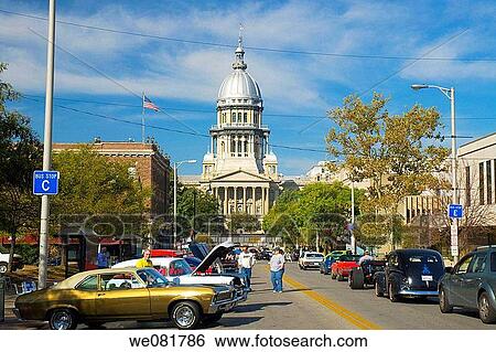 USA Illinois Springfield New Capitol Building Classic Cars during Route 66 Festival View Large Photo Image Stock Photograph - USA Illinois Springfield New Capitol Building Classic Cars during Route 66 Festival. Fotosearch