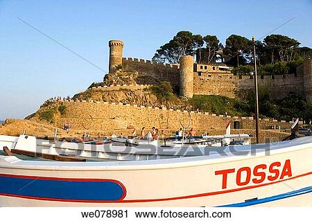 Stock Image - View of old city in Tossa de Mar Costa Brava, Catalonia, Spain. Fotosearch