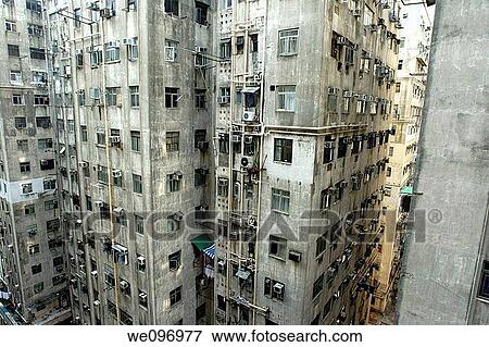 陶磁器 香港 Kowloon かなり 古い そして 汚い 建物 写真館 イメージ館 We Fotosearch