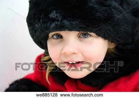 3 years old girl in red coat with fur collar, cuffs and hat against white background View Large Photo Image Stock Photo - 3 years old girl in red coat with fur collar, cuffs and hat against white background. Fotosearch