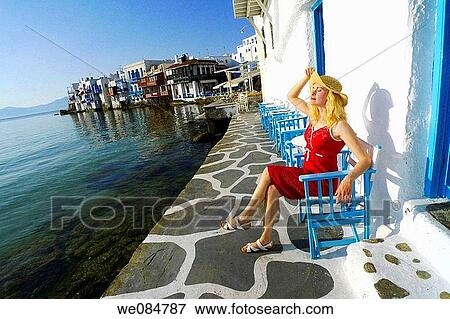 30 year old woman, Mykonos, Cyclades islands, Greece View Large Photo Image Stock Photo - 30 year old woman, Mykonos, Cyclades islands, Greece. Fotosearch