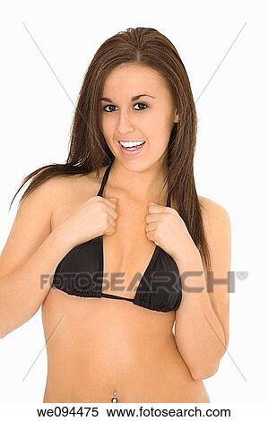 A female caucasian wearing an black bikini She is on a white background View Large Photo Image Stock Photography - A female caucasian wearing an black bikini She is on a white background. Fotosearch