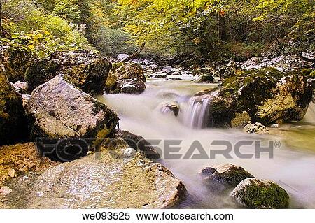 A small waterfall somwhere near Lake Bohinj in Slovenia. View Large Photo Image Stock Photography - A small waterfall somwhere near Lake Bohinj in Slovenia.. Fotosearch