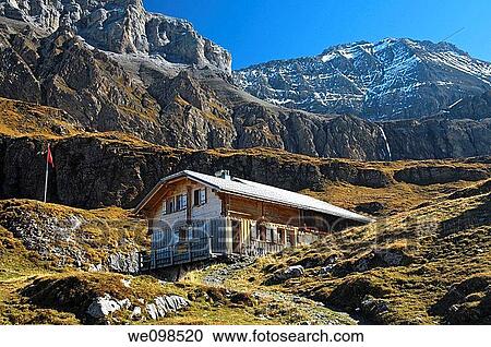 Alpine refuge Geltenhuette of the Swiss Alpine Club, nature reserve Gelten-Iffigen, Bernese Oberland, Switzerland View Large Photo Image Stock Image - Alpine refuge Geltenhuette of the Swiss Alpine Club, nature reserve Gelten-Iffigen, Bernese Oberland, Switzerland. Fotosearch