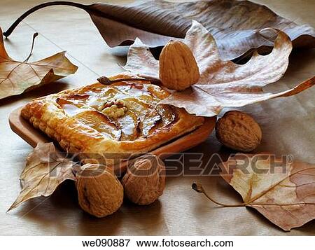 Apple and walnut cake View Large Photo Image Stock Photo - Apple and walnut cake. Fotosearch