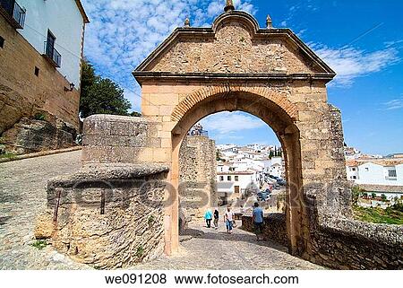 Stock Photo - Arch of Philip V in Ronda. Malaga. Andalucia. Spain.. Fotosearch