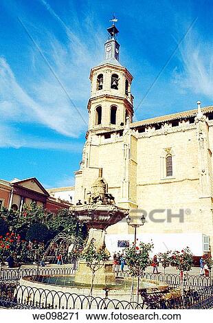 Asunci? n church, Espa±a Square. Valdepe±as, Ciudad Real province, Castilla La Mancha, Spain. View Large Photo Image Stock Image - Asunci? n church, Espa±a Square. Valdepe±as, Ciudad Real province, Castilla La Mancha, Spain.. Fotosearch