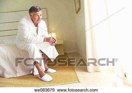 at-home, bed, bathrobe, absorbed View Large Photo Image Stock Photo - at-home, bed, bathrobe, absorbed. Fotosearch