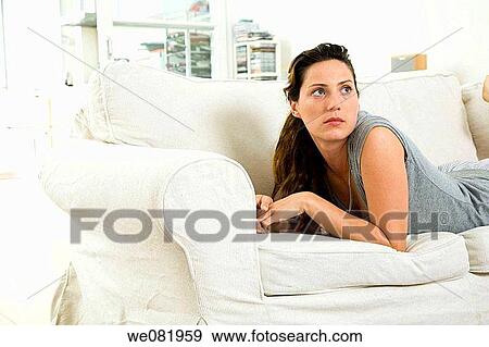 at-home, brown hair, blue eyes, apartment View Large Photo Image Stock Photo - at-home, brown hair, blue eyes, apartment. Fotosearch