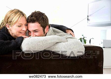 Stock Image - at-home, calm, bonding, bond, affection. Fotosearch