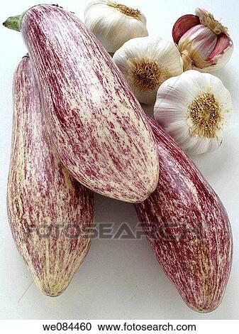 Aubergines and garlic View Large Photo Image Stock Image - Aubergines and garlic. Fotosearch