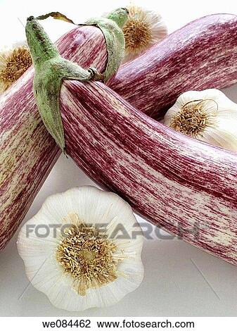 Aubergines and garlic View Large Photo Image Stock Image - Aubergines and garlic. Fotosearch