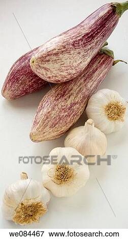 Aubergines and garlic View Large Photo Image Stock Photo - Aubergines and garlic. Fotosearch