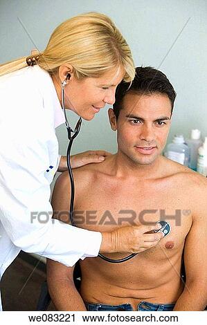 auscultation, blond, black hair, auscultate View Large Photo Image Stock Image - auscultation, blond, black hair, auscultate. Fotosearch