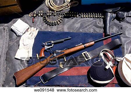 Stock Photo - Authentic gear of the US Cavalry during the late 1800's during America's Indian Wars. Fotosearch